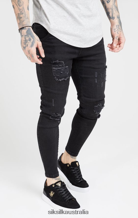 Men Apparel TB82N554 SikSilk Black Washed Essential Distressed Skinny Jean