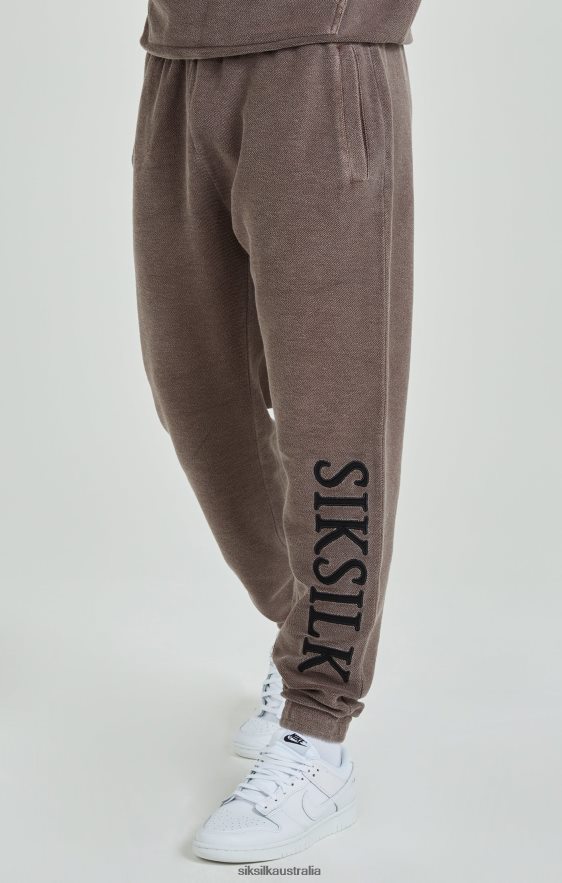 Men Apparel TB82N537 SikSilk Brown Heavyweight Loopback Relaxed Joggers