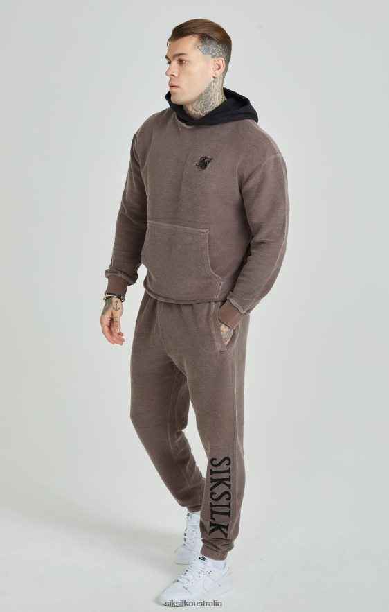 Men Apparel TB82N537 SikSilk Brown Heavyweight Loopback Relaxed Joggers