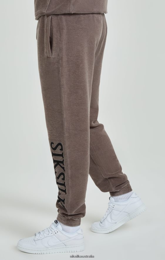 Men Apparel TB82N537 SikSilk Brown Heavyweight Loopback Relaxed Joggers