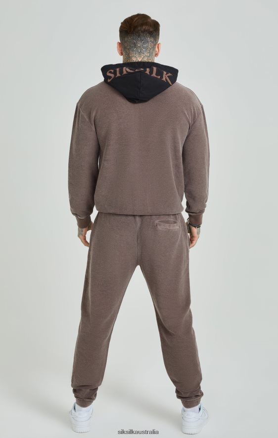 Men Apparel TB82N537 SikSilk Brown Heavyweight Loopback Relaxed Joggers