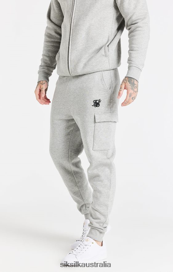 Men Apparel TB82N538 SikSilk Grey Essential Cargo Fleece Jogger