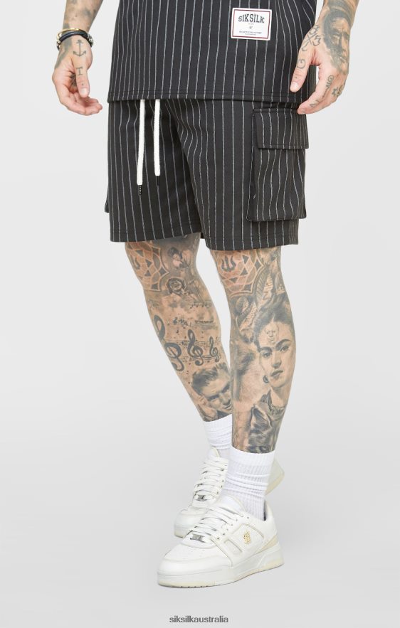 Men Apparel TB82N564 SikSilk Black Anniversary Basketball Cargo Short