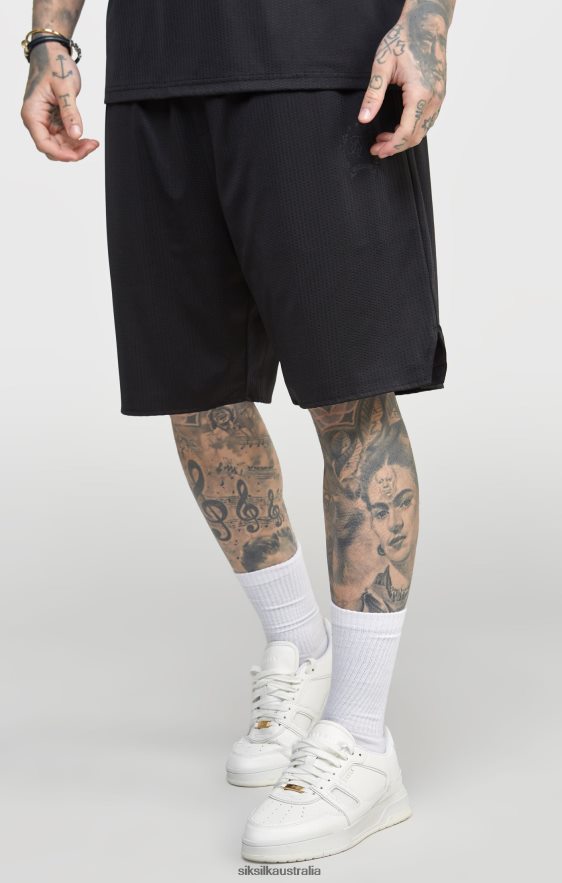 Men Apparel TB82N570 SikSilk Black Mesh Loose Fit Short