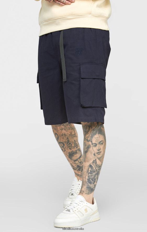 Men Apparel TB82N573 SikSilk Navy Woven Cargo Short