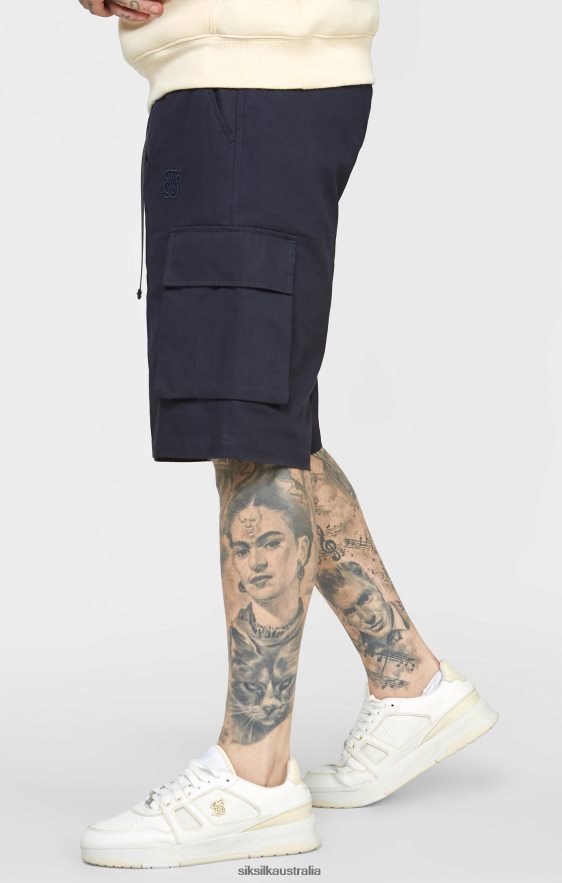 Men Apparel TB82N573 SikSilk Navy Woven Cargo Short