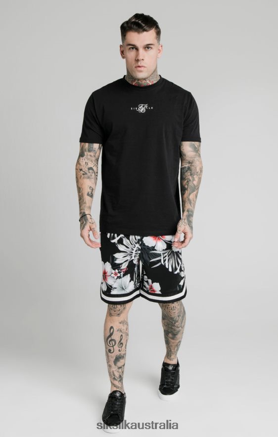 Men Apparel TB82N591 SikSilk Floral Basketball Shorts - Black