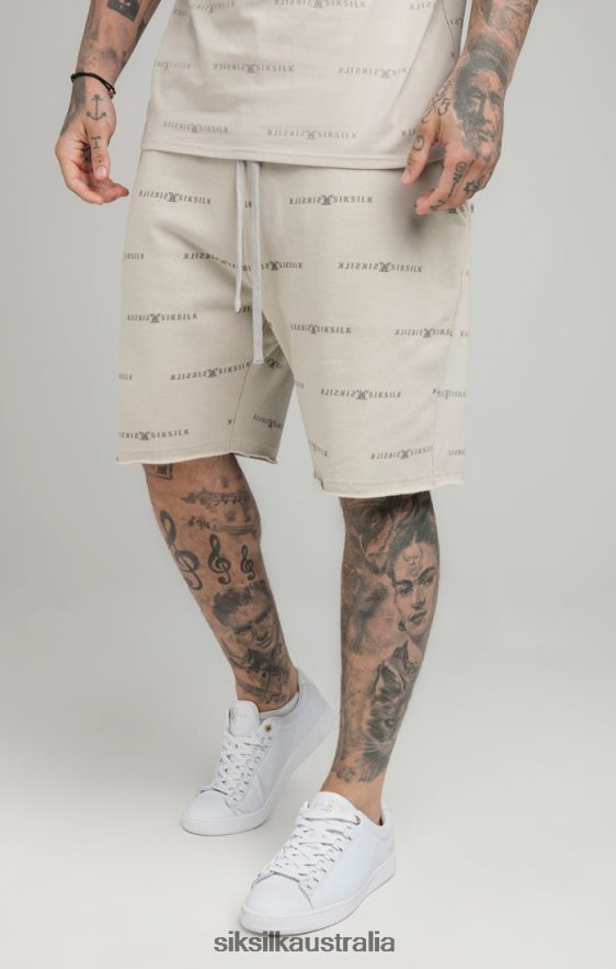Men Apparel TB82N594 SikSilk Beige Reflect Print Short