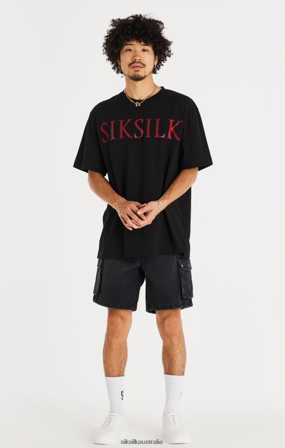 Men Apparel TB82N598 SikSilk Black Denim Cargo Short