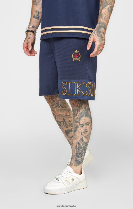 Men Apparel TB82N607 SikSilk Navy Embroidery Relaxed Short