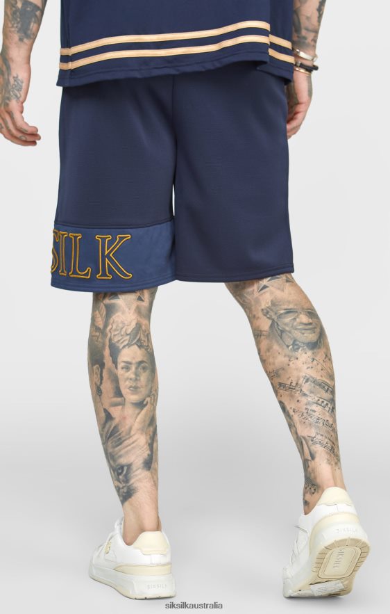Men Apparel TB82N607 SikSilk Navy Embroidery Relaxed Short