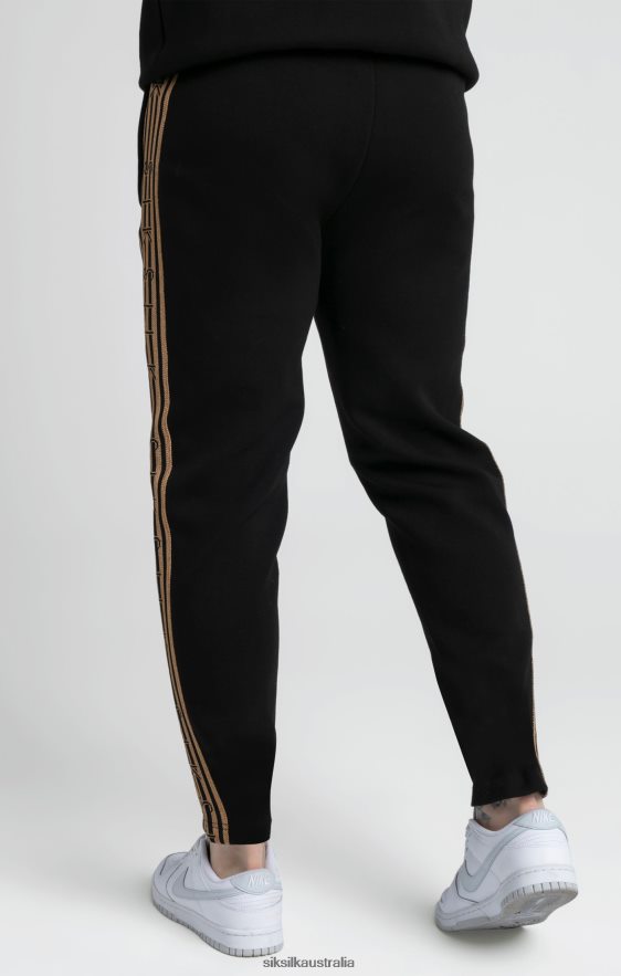 Men Apparel TB82N508 SikSilk Black, Gold Knitted Tape Track Pant