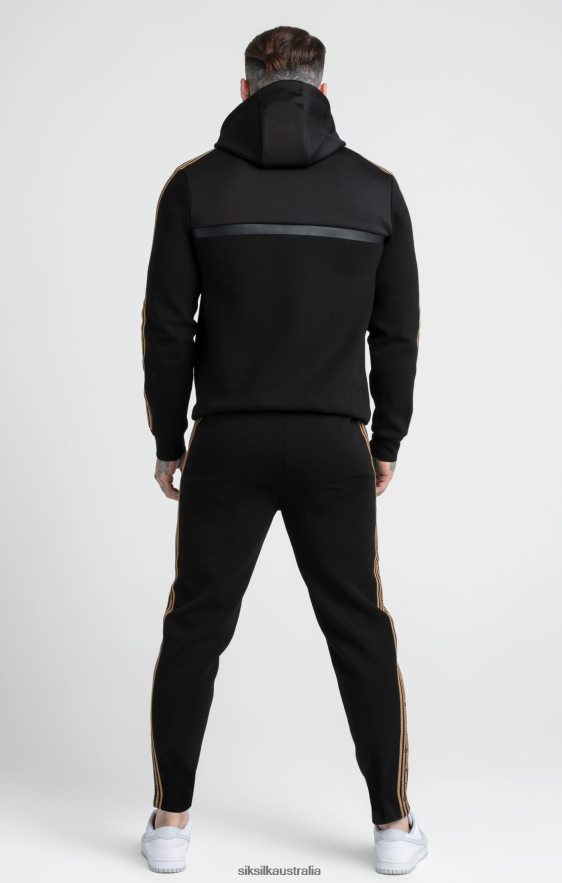 Men Apparel TB82N508 SikSilk Black, Gold Knitted Tape Track Pant