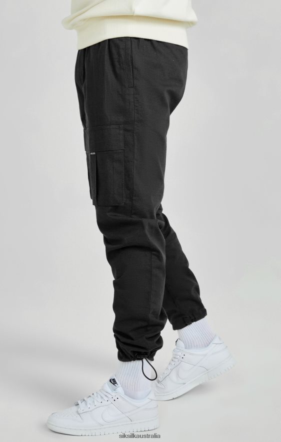 Men Apparel TB82N512 SikSilk Black Ripstop Cargo Pants