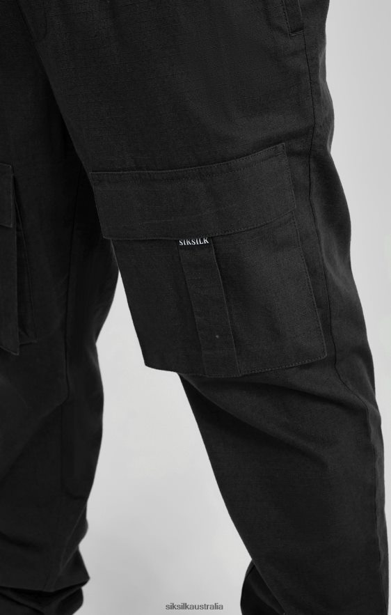 Men Apparel TB82N512 SikSilk Black Ripstop Cargo Pants