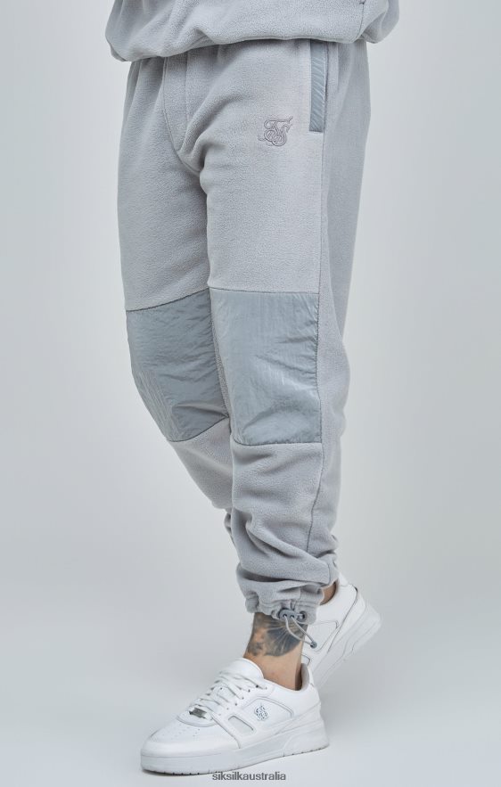 Men Apparel TB82N517 SikSilk Grey Polar Fleece Panelled Cuffed Jogger