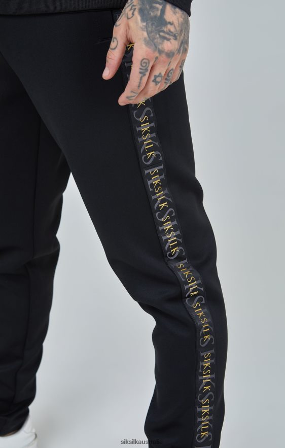 Men Apparel TB82N529 SikSilk Black Gold Tape Track Pants