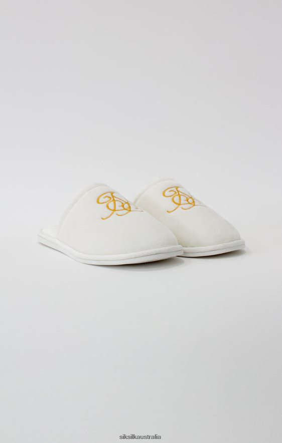 Men Footwear TB82N6 SikSilk White Slipper With Embroidered Logo