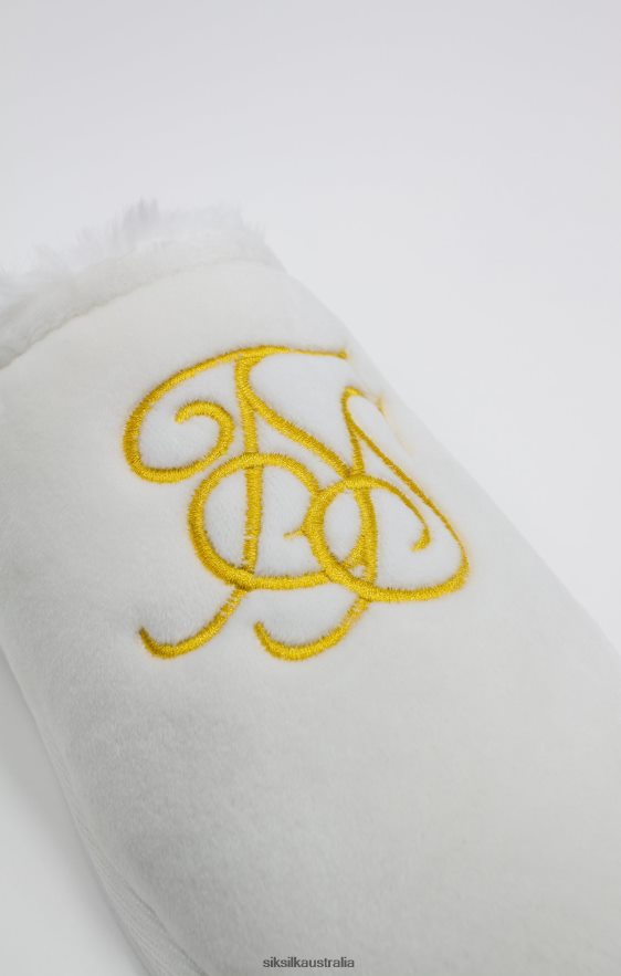 Men Footwear TB82N6 SikSilk White Slipper With Embroidered Logo
