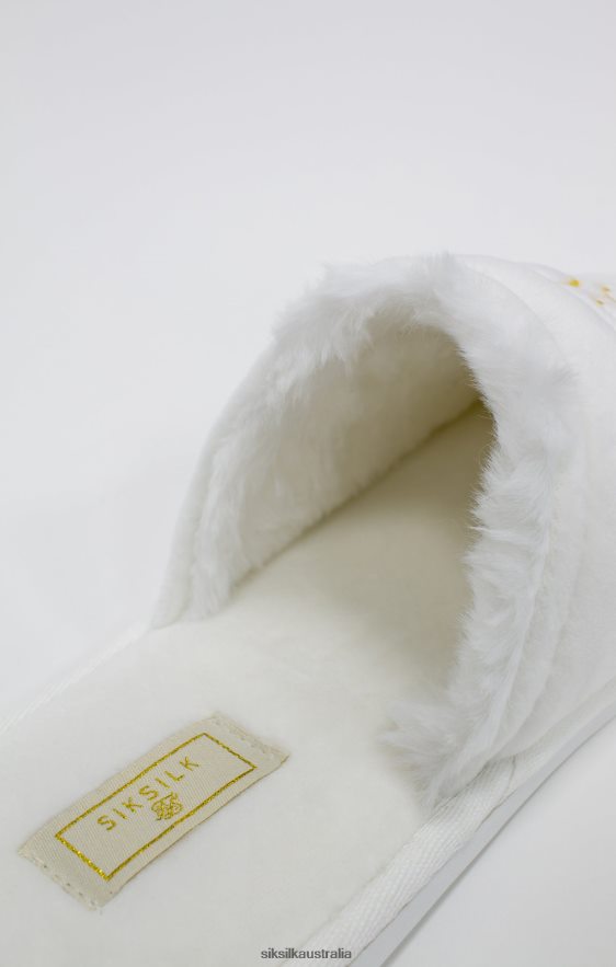 Men Footwear TB82N6 SikSilk White Slipper With Embroidered Logo