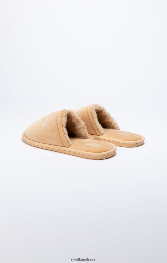 Men Footwear TB82N7 SikSilk Beige Slipper With Embroidered Logo