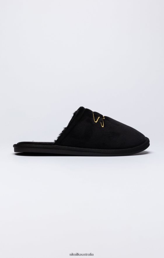 Men Footwear TB82N9 SikSilk Black Slipper With Embroidered Logo