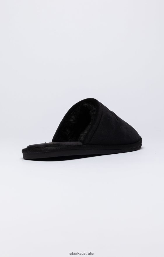 Men Footwear TB82N9 SikSilk Black Slipper With Embroidered Logo