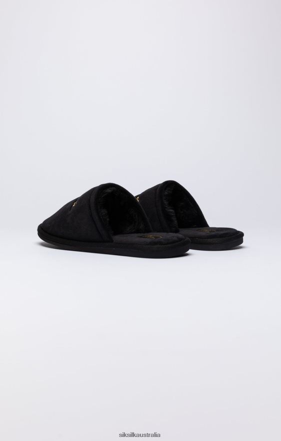 Men Footwear TB82N9 SikSilk Black Slipper With Embroidered Logo