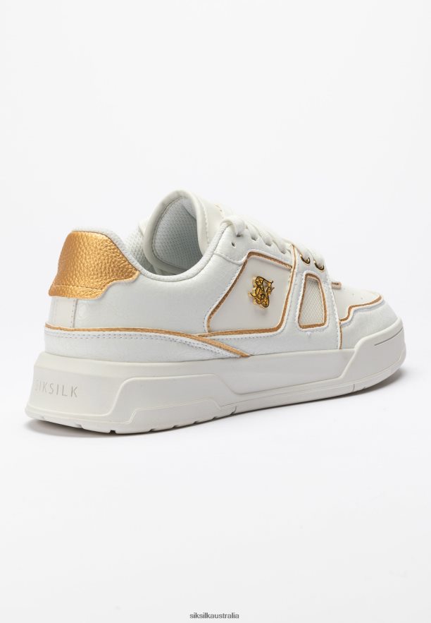 Men Footwear TB82N11 SikSilk White And Gold Trimmed Low Top Court Trainer