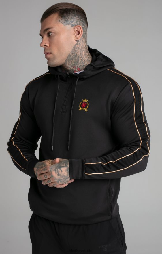 Men Apparel TB82N413 SikSilk Black Quarter Zip Hoodie