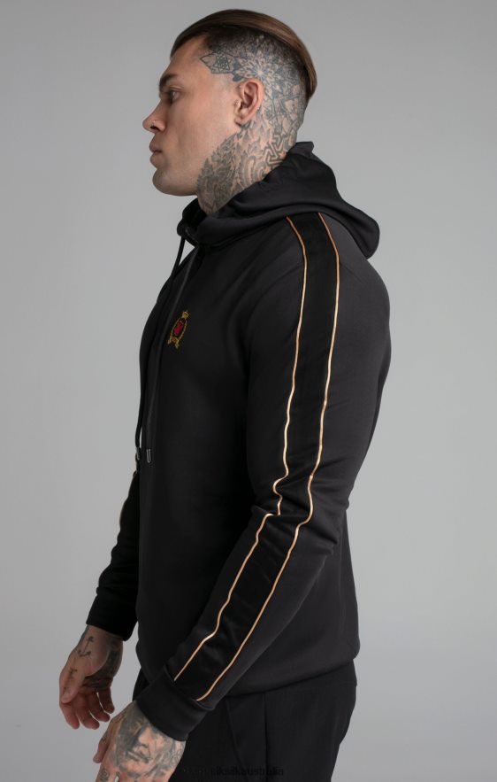Men Apparel TB82N413 SikSilk Black Quarter Zip Hoodie