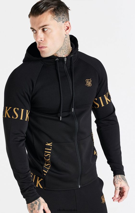 Men Apparel TB82N416 SikSilk Black Dynamic Zip Through Hoodie