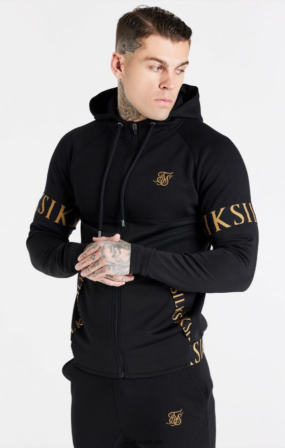 Men Apparel TB82N416 SikSilk Black Dynamic Zip Through Hoodie