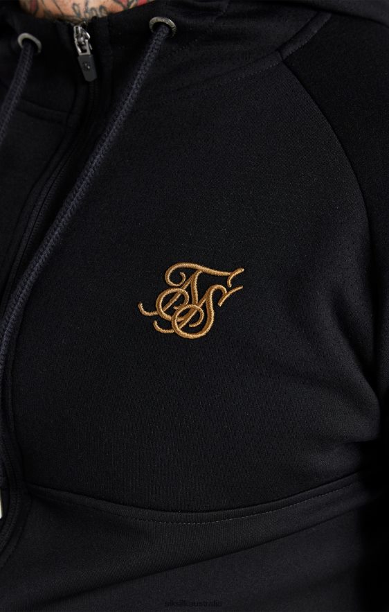 Men Apparel TB82N416 SikSilk Black Dynamic Zip Through Hoodie