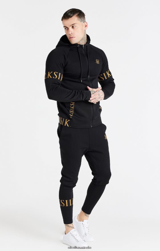 Men Apparel TB82N416 SikSilk Black Dynamic Zip Through Hoodie