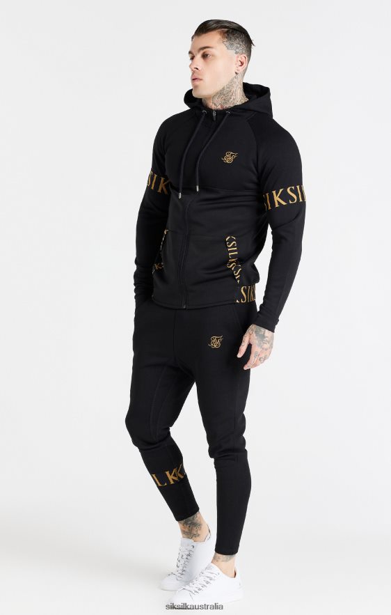 Men Apparel TB82N416 SikSilk Black Dynamic Zip Through Hoodie