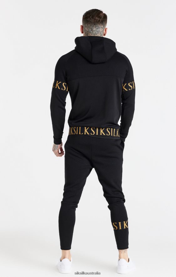 Men Apparel TB82N416 SikSilk Black Dynamic Zip Through Hoodie