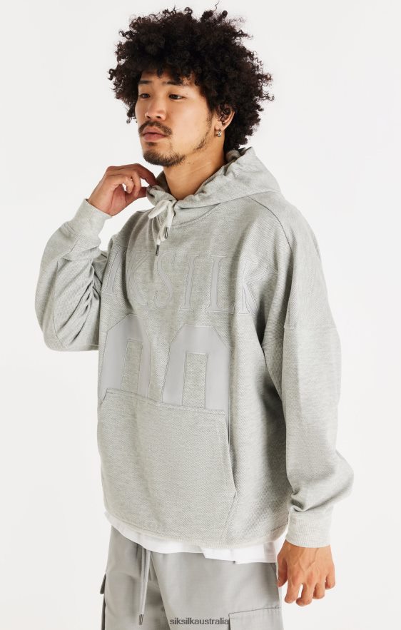 Men Apparel TB82N417 SikSilk Elite Textured 89 Hoodie - Grey Marl