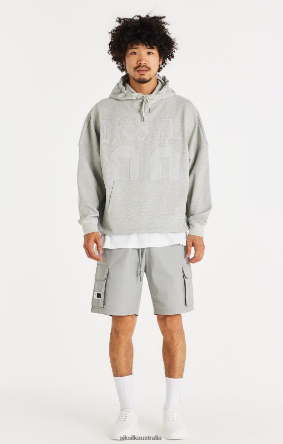 Men Apparel TB82N417 SikSilk Elite Textured 89 Hoodie - Grey Marl