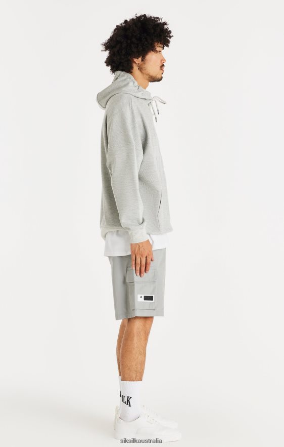 Men Apparel TB82N417 SikSilk Elite Textured 89 Hoodie - Grey Marl