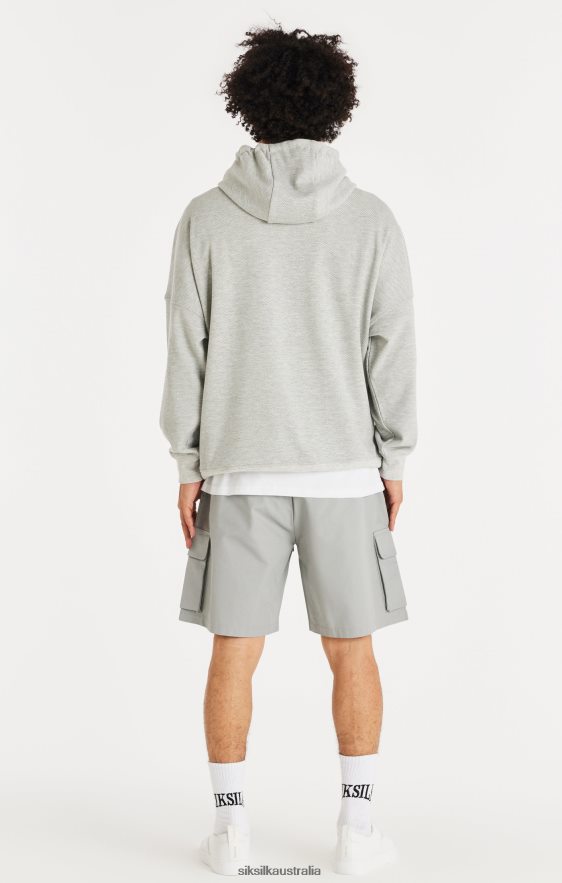 Men Apparel TB82N417 SikSilk Elite Textured 89 Hoodie - Grey Marl