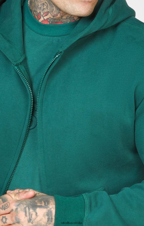 Men Apparel TB82N418 SikSilk Green Zip Through Hoodie