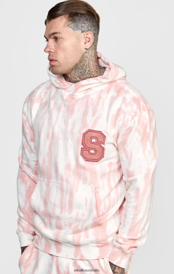 Men Apparel TB82N421 SikSilk Pink Tie Dye Hoodie