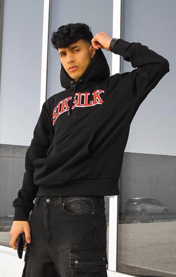 Men Apparel TB82N426 SikSilk Black Oversized Hoodie