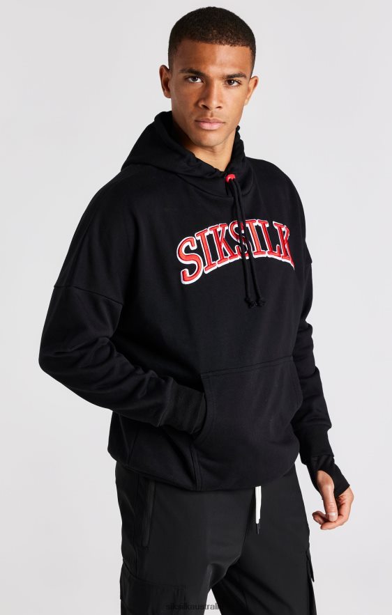 Men Apparel TB82N426 SikSilk Black Oversized Hoodie