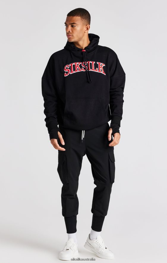 Men Apparel TB82N426 SikSilk Black Oversized Hoodie