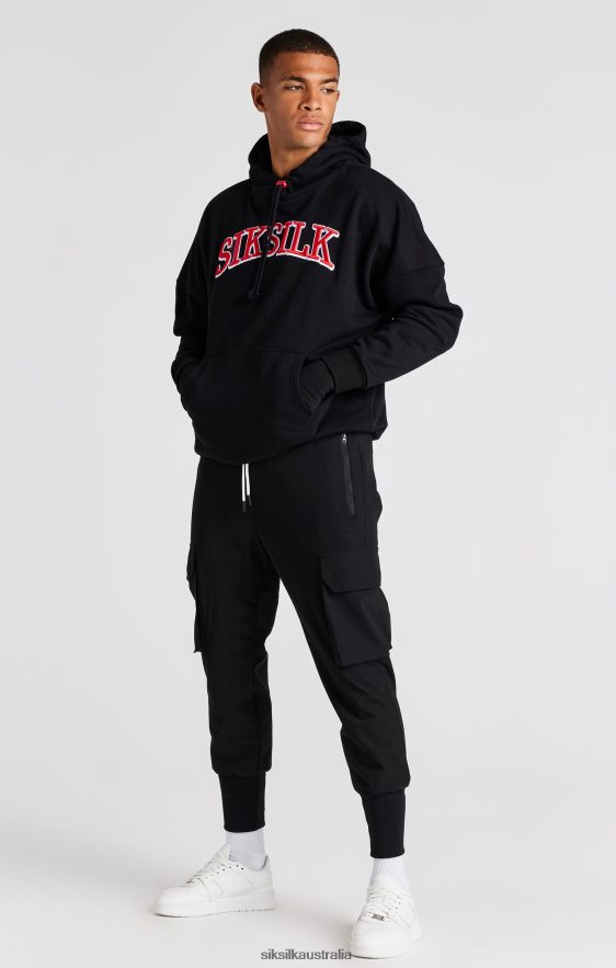 Men Apparel TB82N426 SikSilk Black Oversized Hoodie