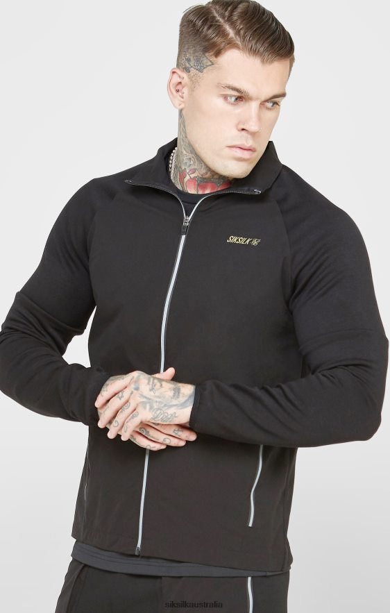 Men Apparel TB82N428 SikSilk Black Sports Zip-Thru