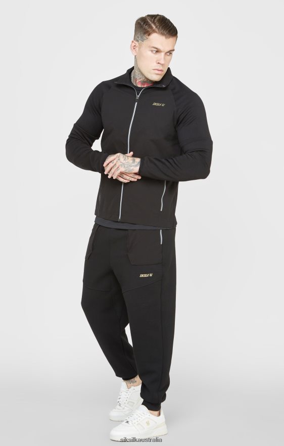 Men Apparel TB82N428 SikSilk Black Sports Zip-Thru
