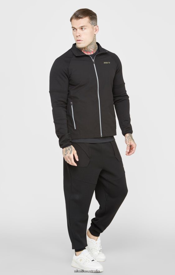 Men Apparel TB82N428 SikSilk Black Sports Zip-Thru